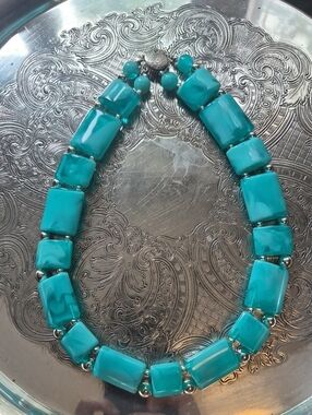 Turquoise Lucite Statement Necklace